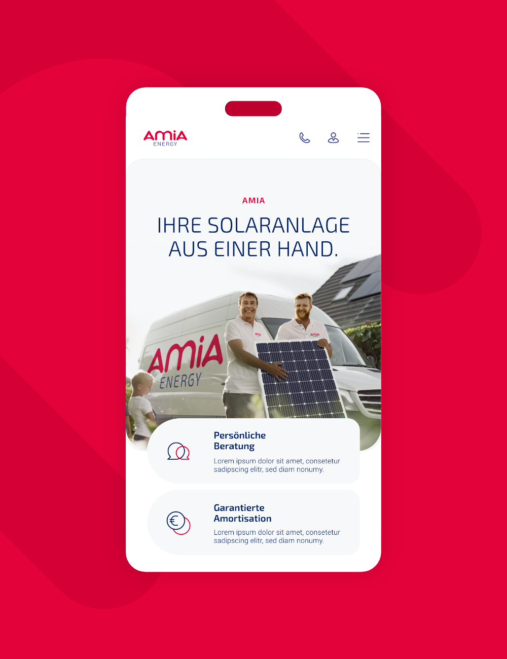 Bild der Startseite auf einem Smartphone