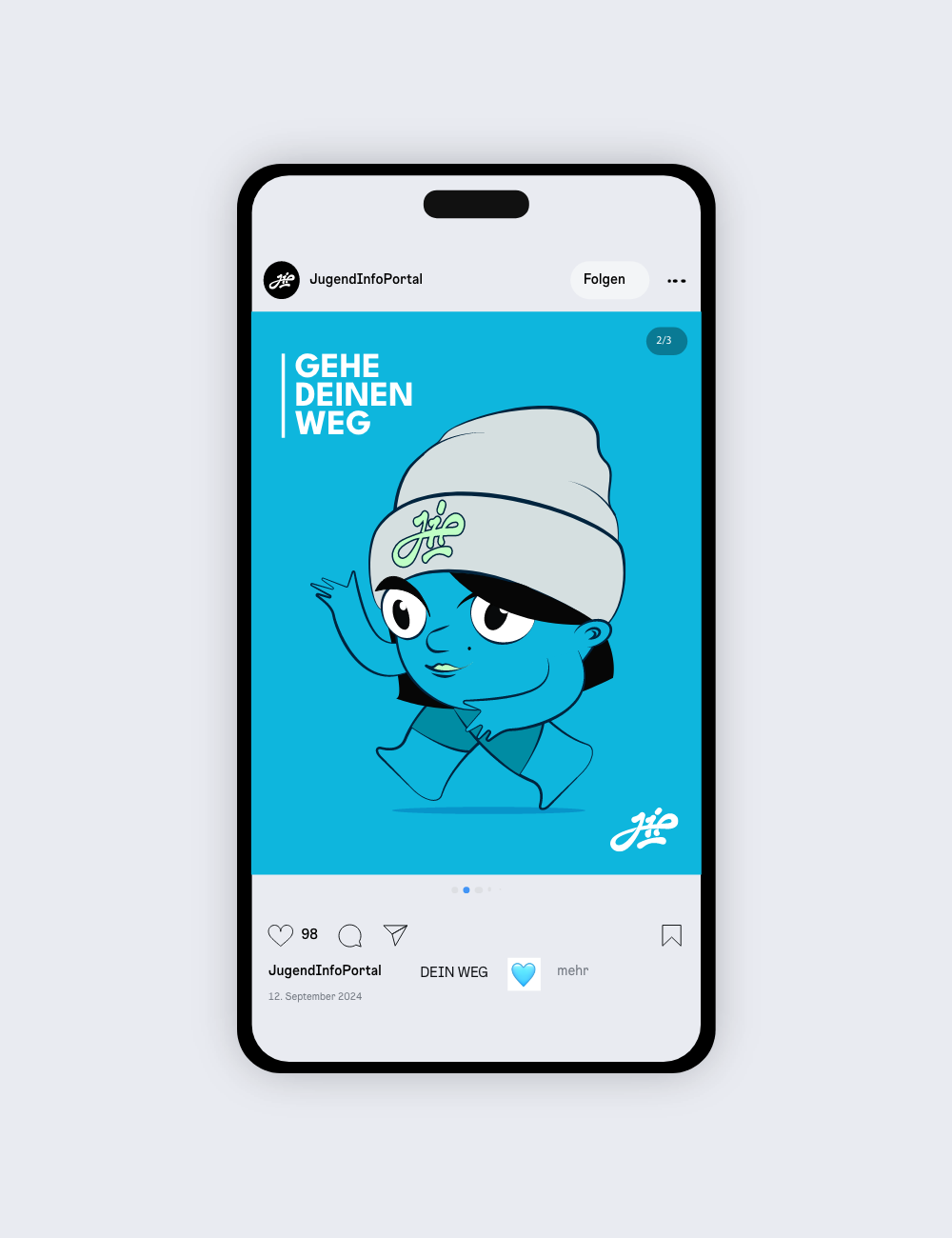 Bild eines Instagram Templates auf einem Smartphone
