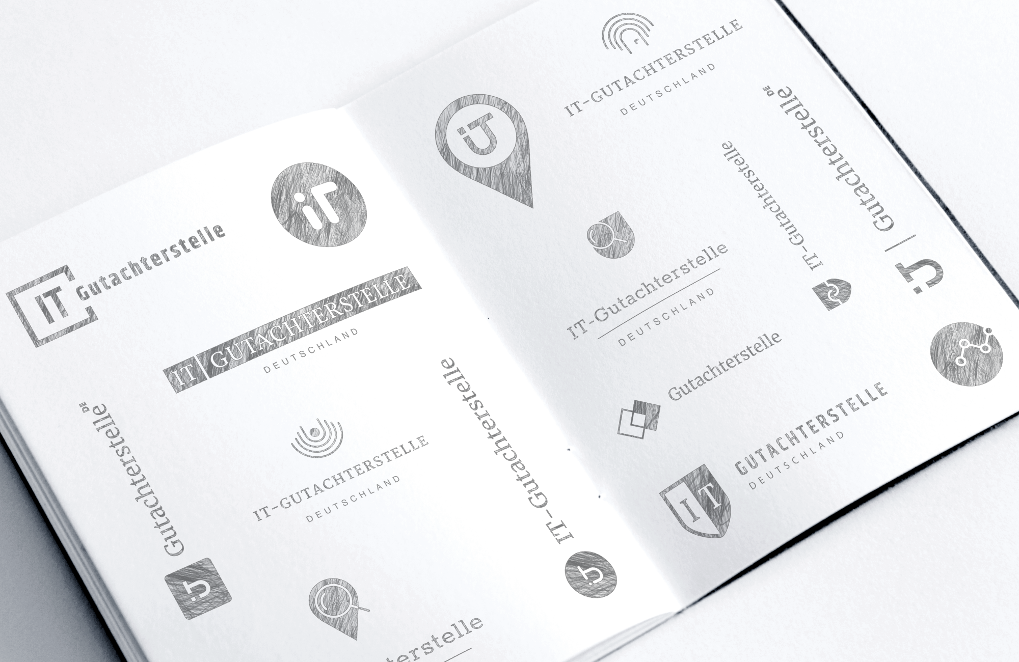 Skizzen des neu erstellten Logos der IT-Gutachterstelle