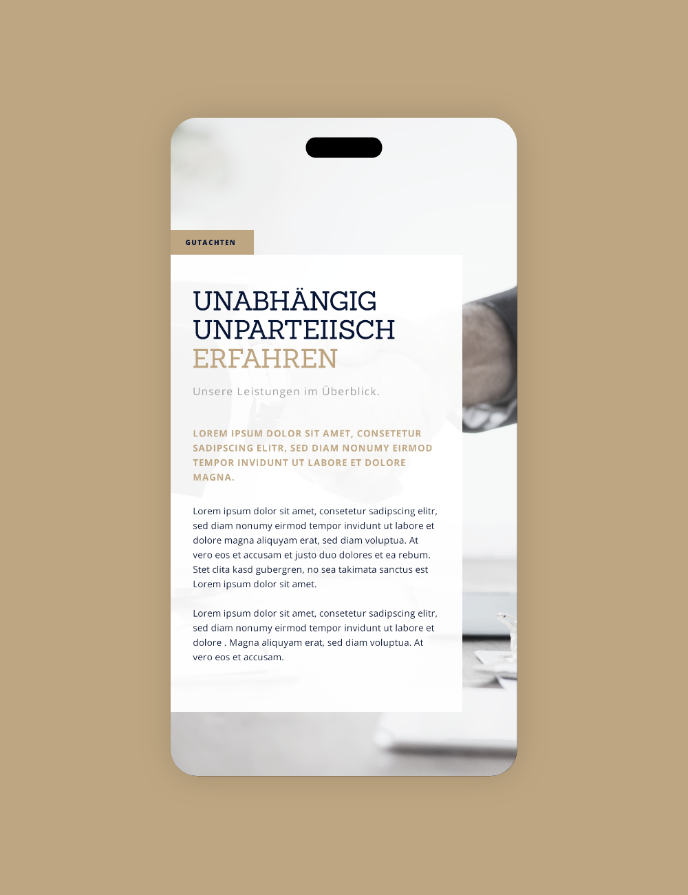 Ein Ausschnitt der Website der IT-Gutachterstelle auf einem mobilen Endgerät