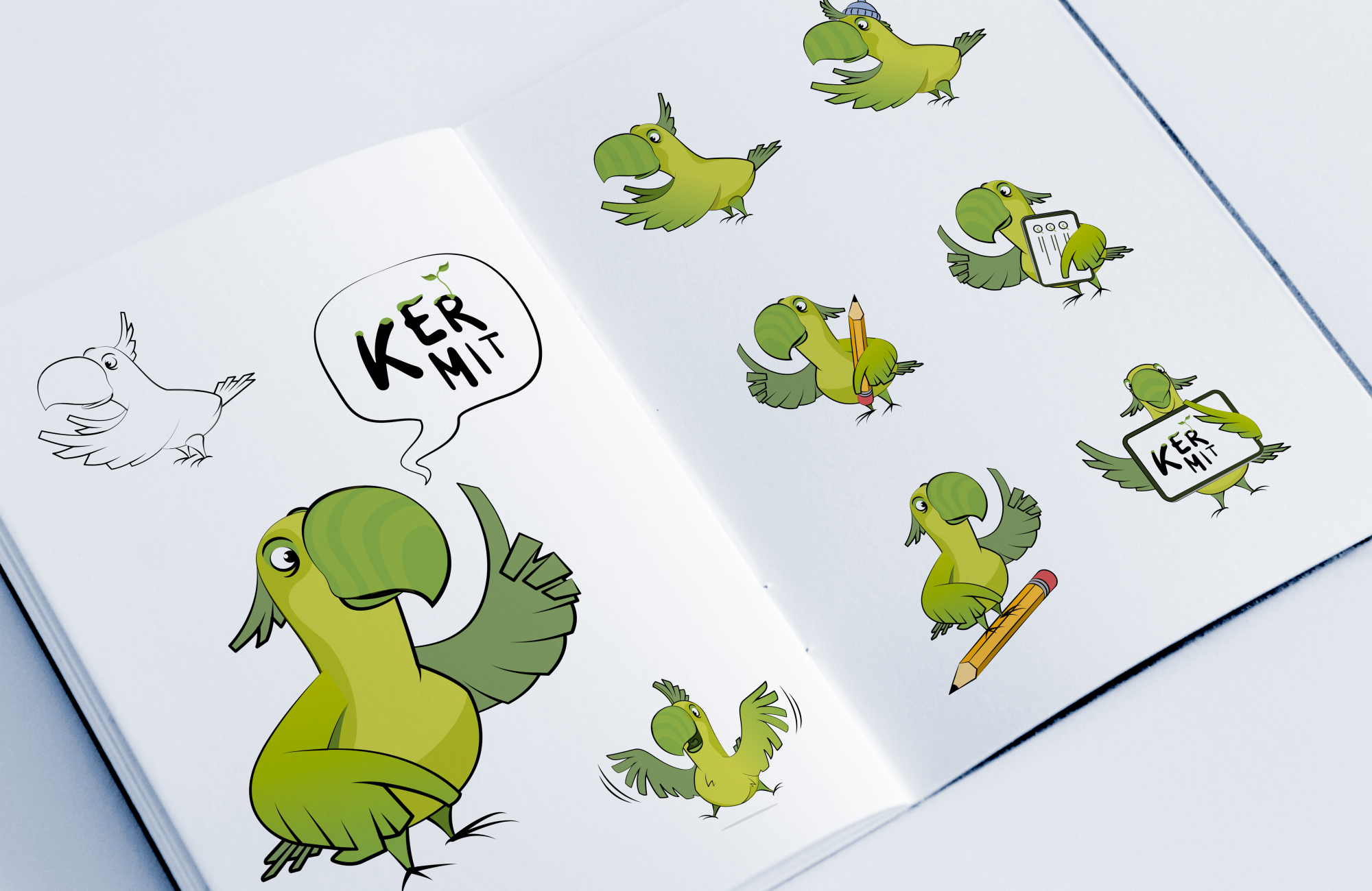 Ansichten der Illustrations-Figur Kermit