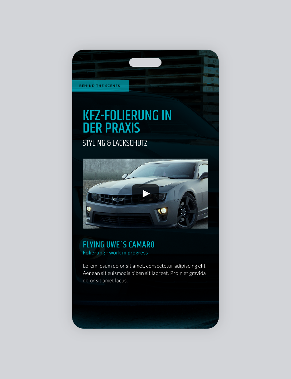 Ansicht der Website auf einem Handy