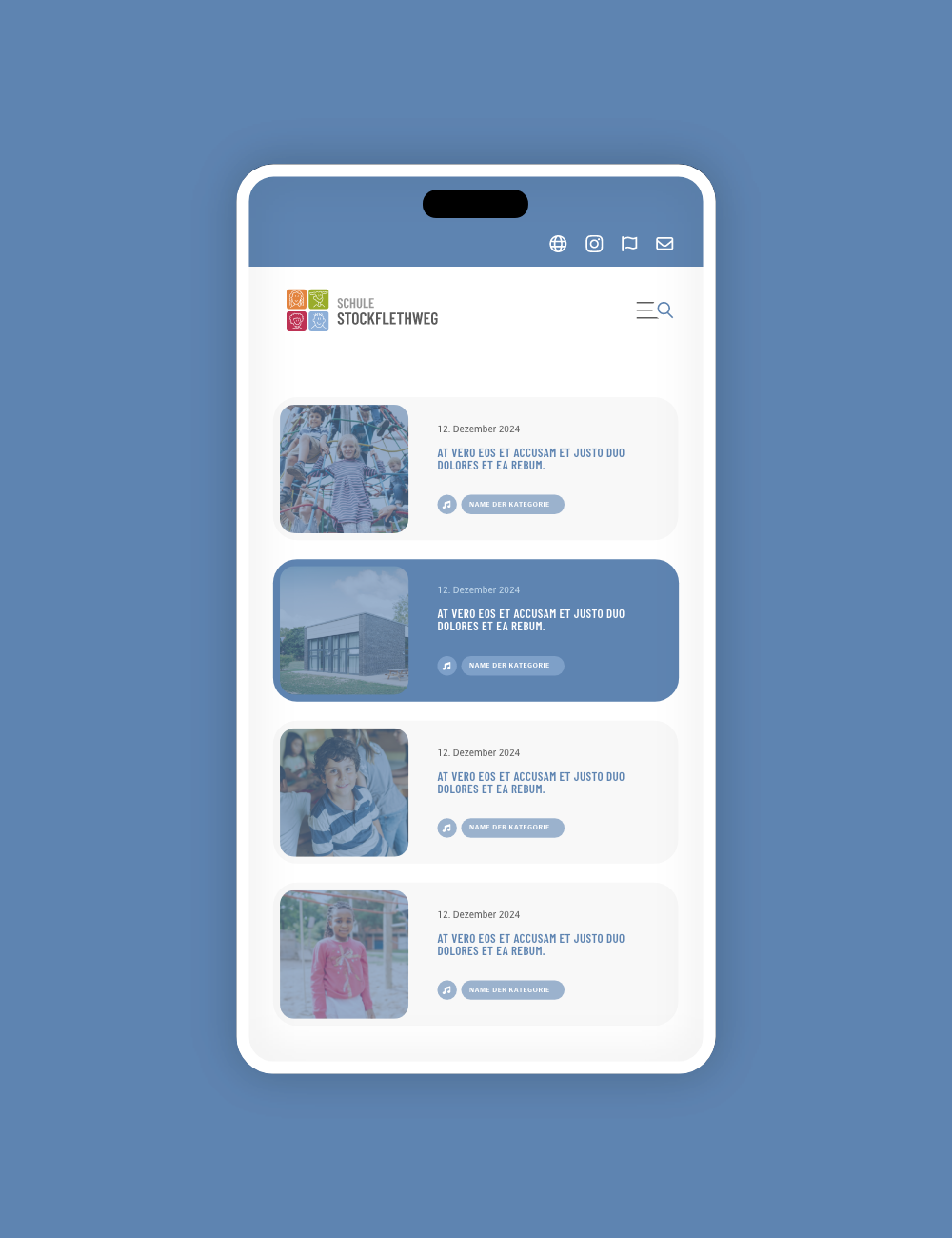 Schul-Homepage auf einem Handy