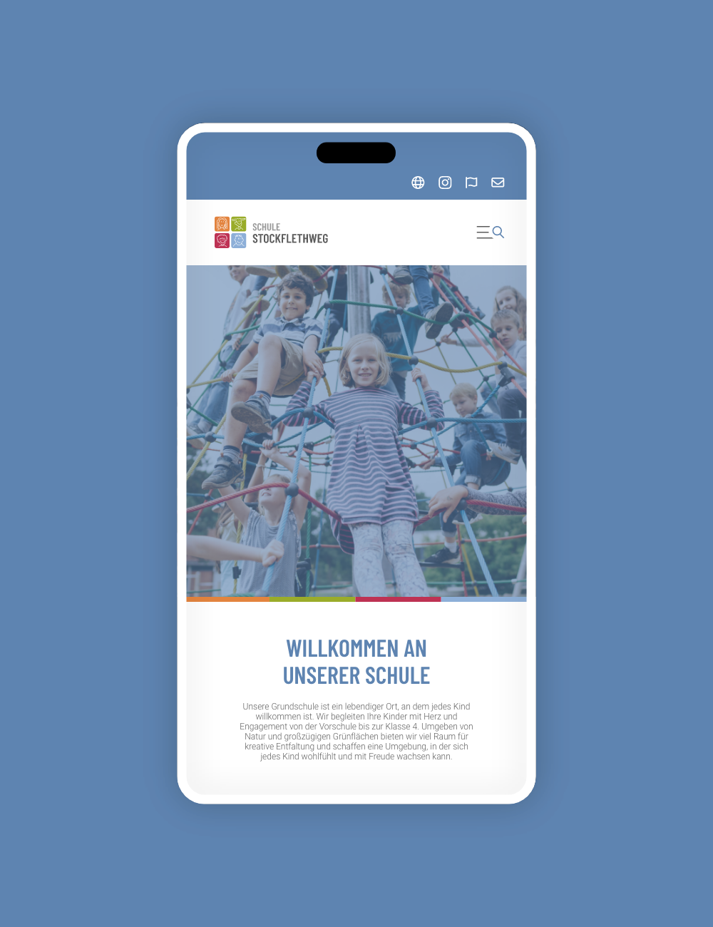 Schul-Webseite auf Mobilem Endgerät